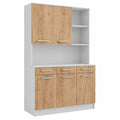 Buffet de Cuisine en Chêne Blanc avec Rangement Extensible