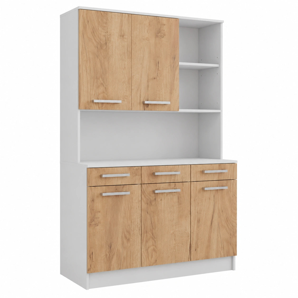 Buffet de Cuisine en Chêne Blanc avec Rangement Extensible