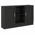 Buffet Noir avec Compartiments et Armoire de Rangement