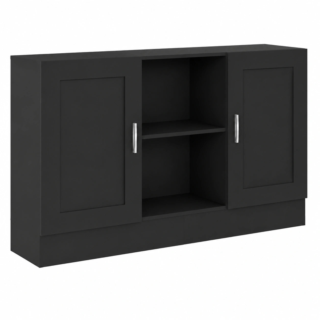 Buffet Noir avec Compartiments et Armoire de Rangement