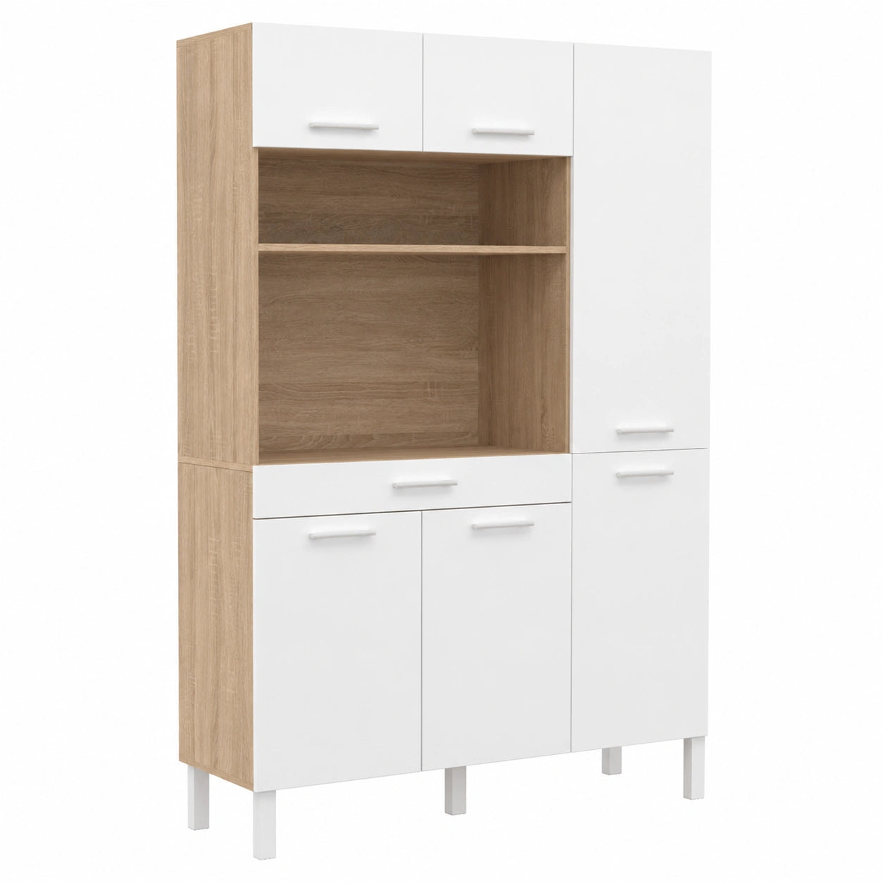 Buffet de Cuisine avec Rangement 120 CM, 6 Portes et Tiroir