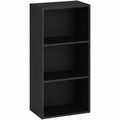Bibliothèque cube à 3 niveaux, meuble de rangement moderne pour salon ou bureau, étagère autoportante noire