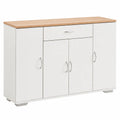 Buffet de Cuisine avec Portes et Tiroir, Étagères Réglables, Plateau en Chêne, 74cm de Hauteur