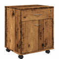 Armoire à roulettes multifonction en bois vieilli 45 x 38 x 54 cm