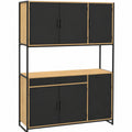 Buffet de Cuisine 120 CM, Design Industriel avec 6 Portes et Tiroir