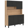Buffet de cuisine 140 cm avec 5 portes et 3 tiroirs
