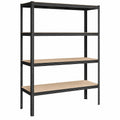 Étagère de Rangement Industrielle à 5 Niveaux, Capacité 750 kg, Planches Ajustables, 60 x 120 x 200 cm, Noir