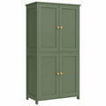 Armoire de Salle de Bain, Rangement avec Étagères Réglables, 4 Portes, Vert Forêt