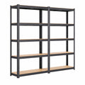 Lot de 2 Étagères de Garage en Métal Noir pour Charge Lourde 180 x 90 x 30 cm