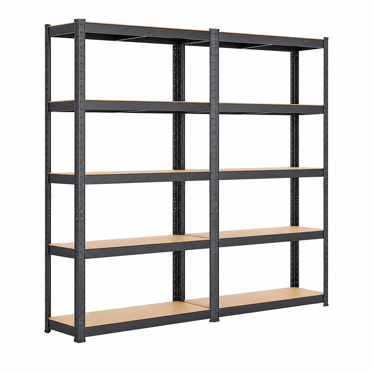 Lot de 2 Étagères de Garage en Métal Noir pour Charge Lourde 180 x 90 x 30 cm