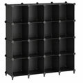 Étagère modulaire avec 20 casiers empilables en plastique pour livres et jouets