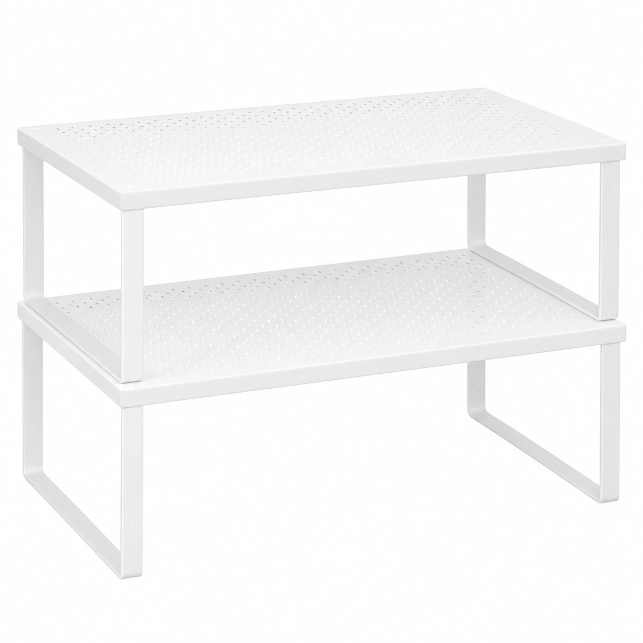 Lot de 2 supports à épices empilables et extensibles en métal blanc pour cuisine