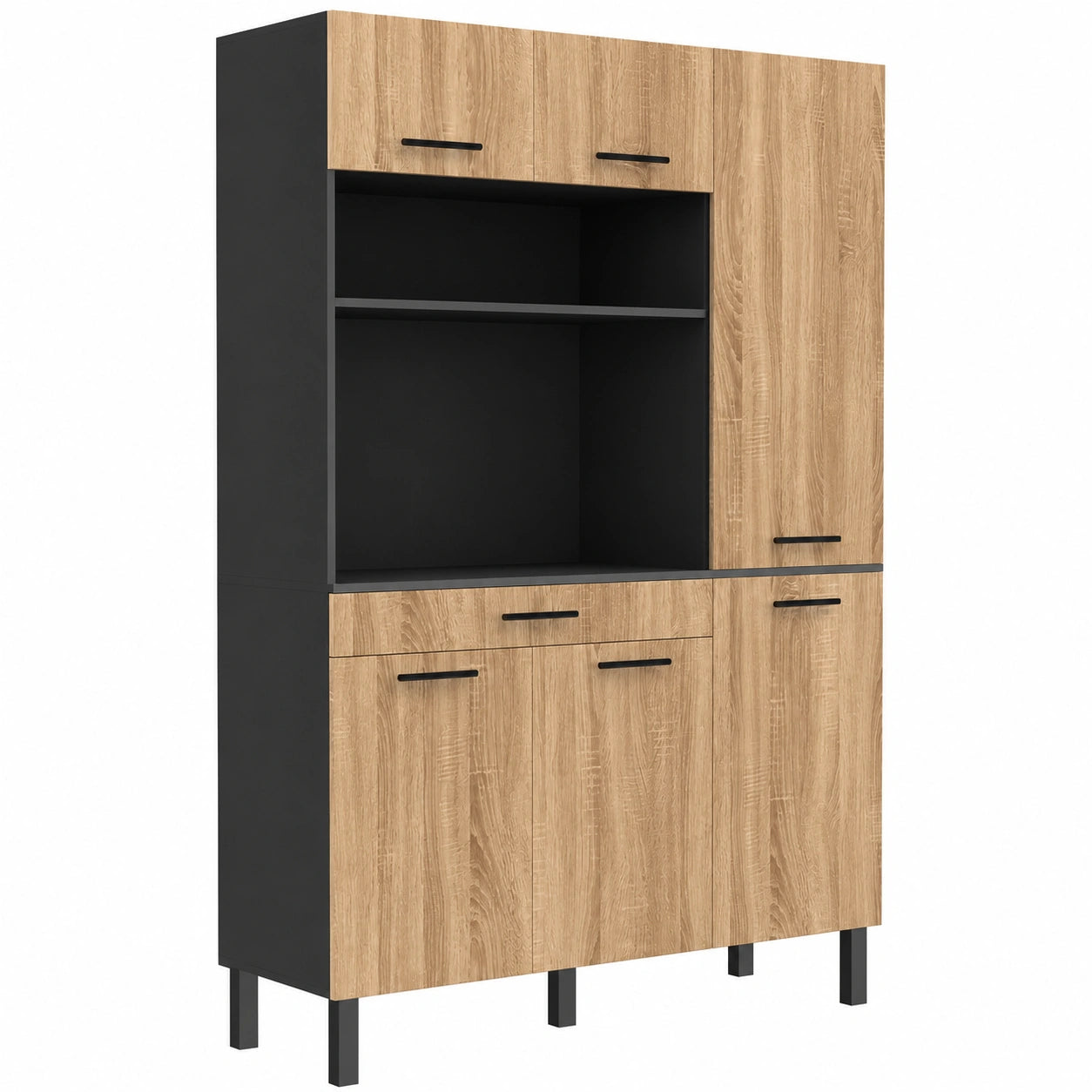 Buffet de Cuisine 120cm avec Rangement et Tiroir Noir
