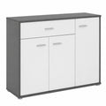 Buffet moderne gris et blanc avec rangement tiroir et portes