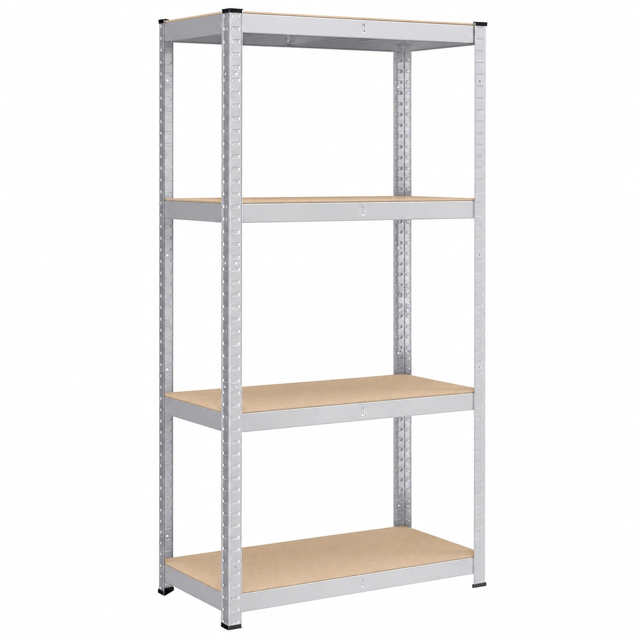 Étagère de rangement industrielle à 4 niveaux, capacité 520 kg, planches réglables, argent