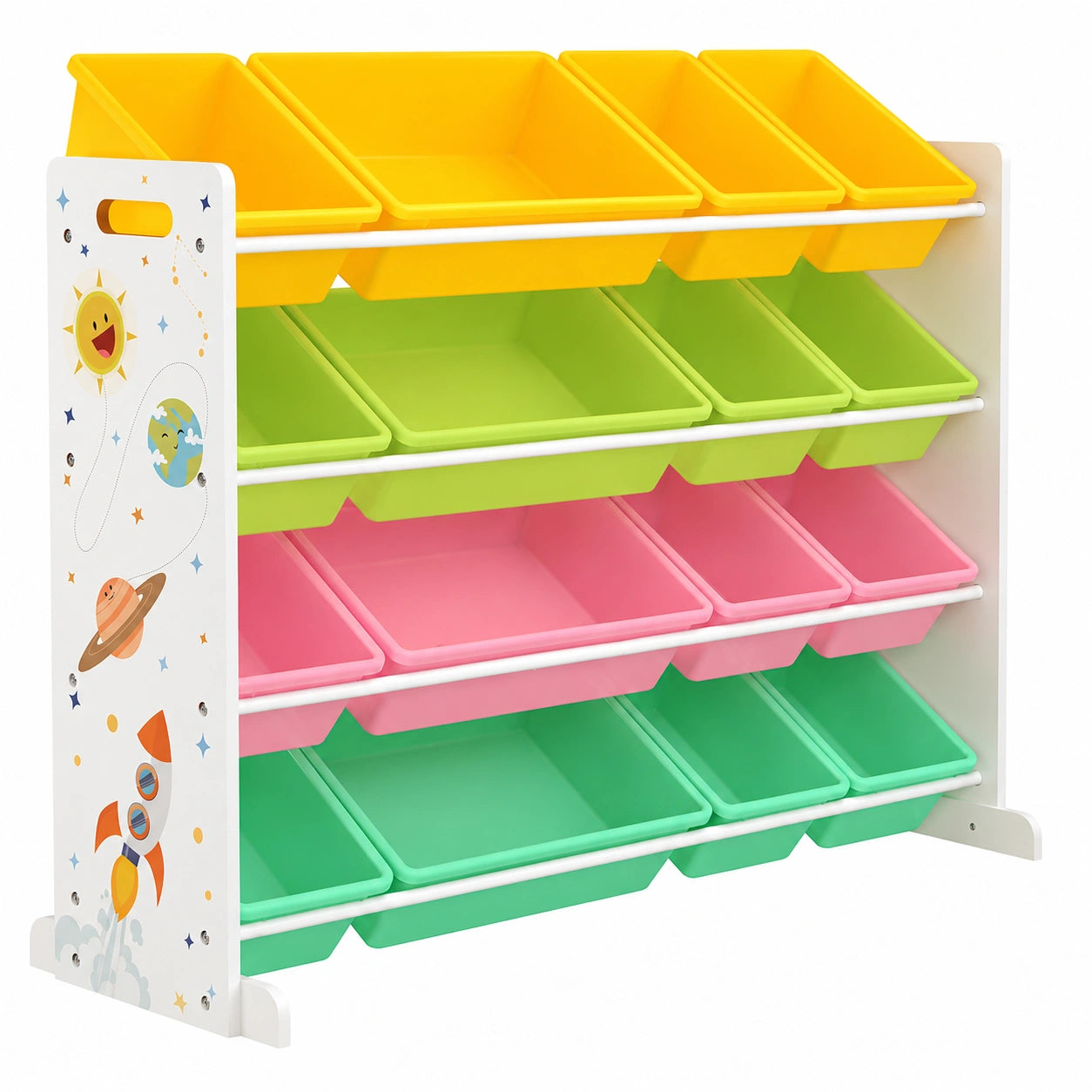 Étagère de Rangement Enfant à 4 Niveaux avec Bacs Multicolores