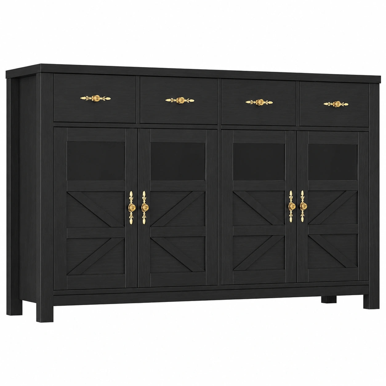 Buffet de Cuisine avec Rangement et Tiroirs, 140x40x90 cm, Noir