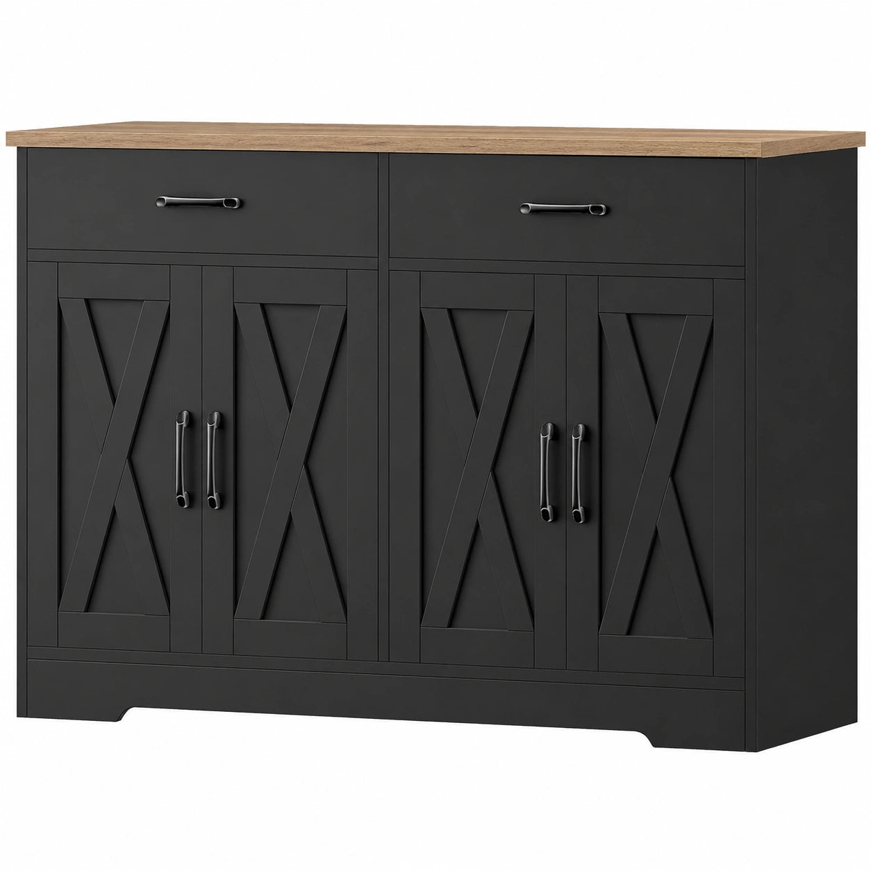 Buffet de Cuisine avec Tiroirs et Portes, Noir et Antique