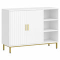 Armoire de Salle de Bain avec Étagères Réglables, Blanc et Doré