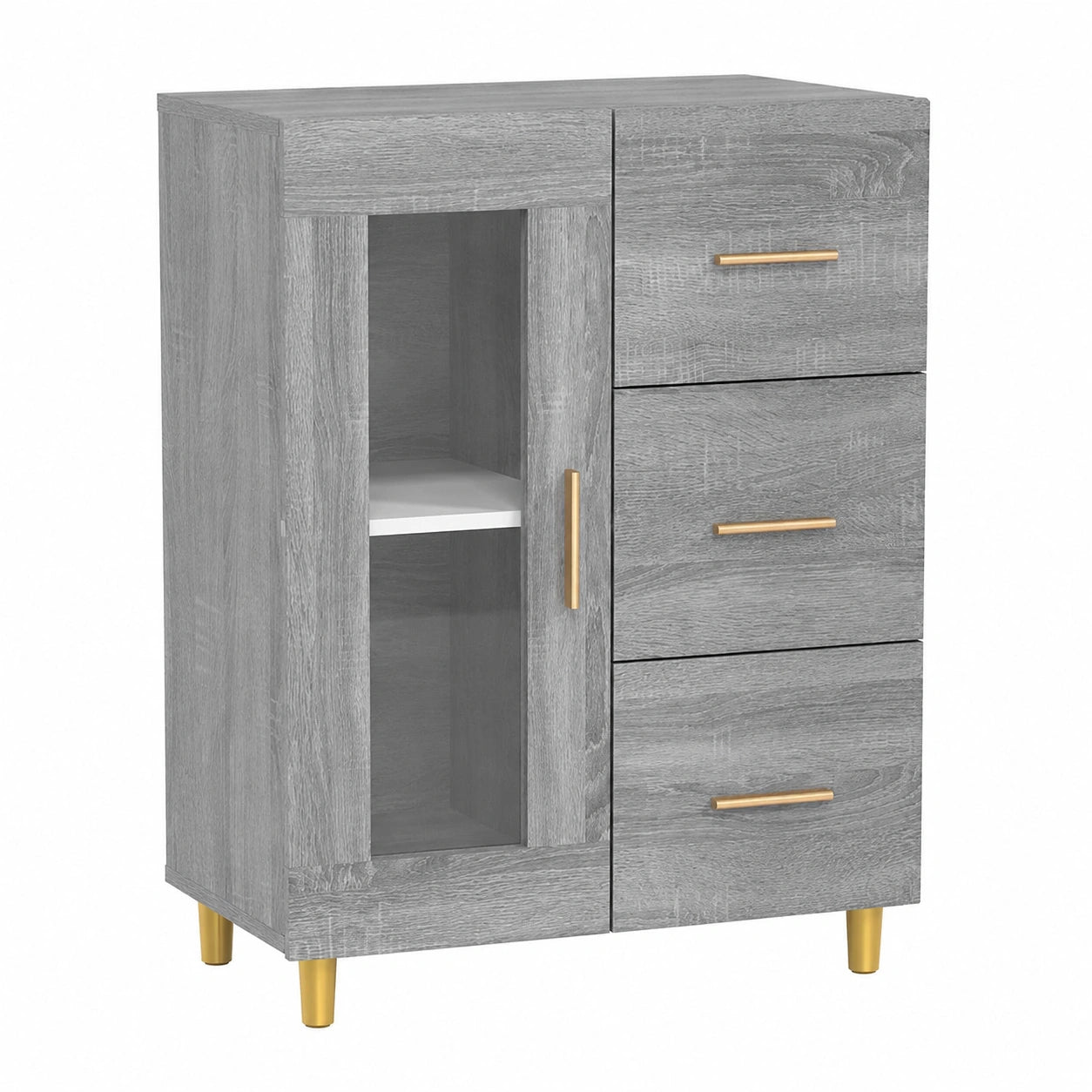 Buffet gris avec espace de rangement multifonction pour salon