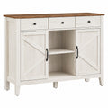 Buffet de Cuisine avec Tiroirs et Portes, Étagère Ajustable, Style Campagnard, Blanc et Marron