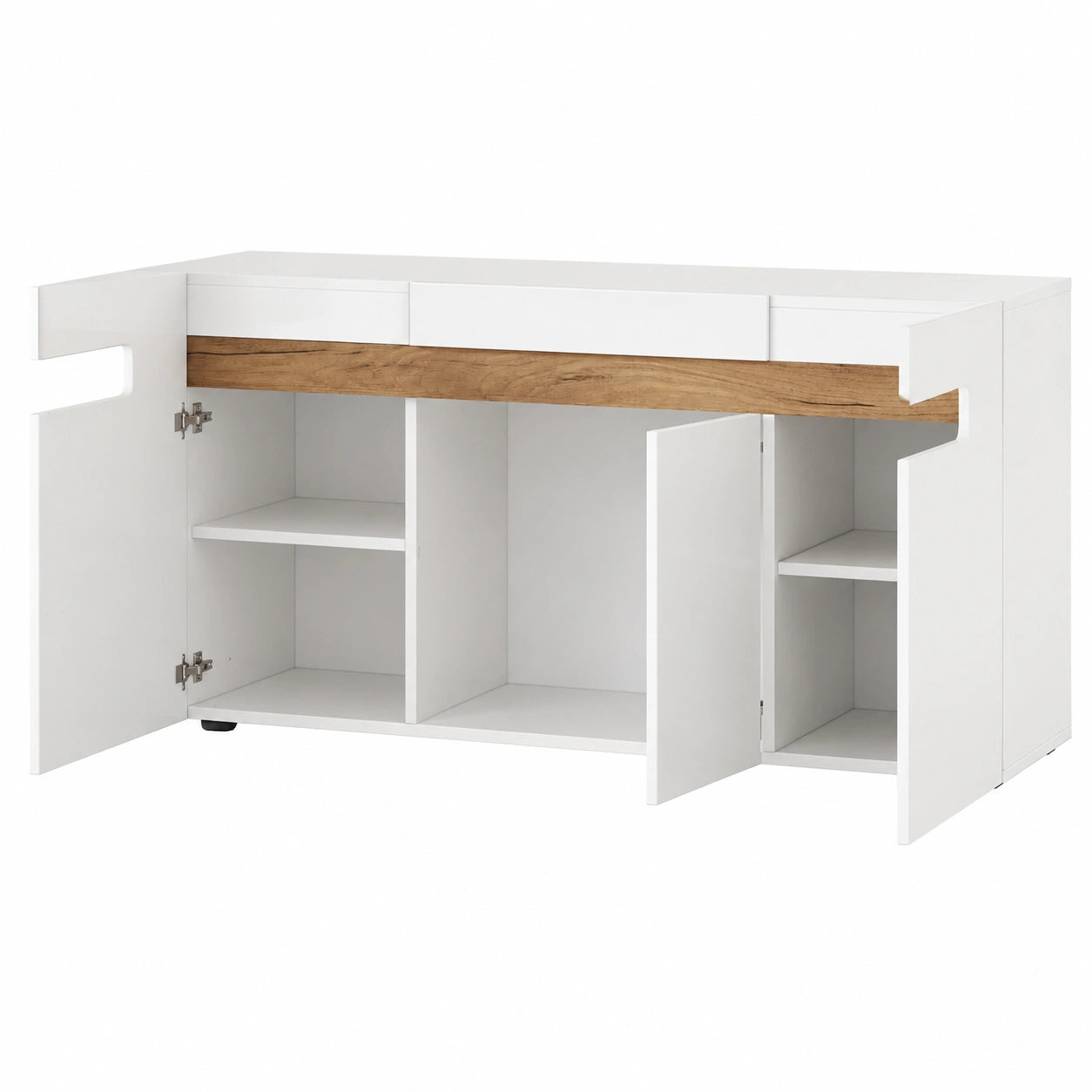 Buffet de Cuisine Moderne avec Éclairage LED, 3 Portes et Étagères Réglables