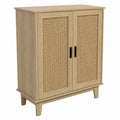 Buffet en Cannage et Bois avec Rangement Élégant - 80 x 34 x 96 cm - 2 Portes - Pour Salon, Salle à Manger, Cuisine